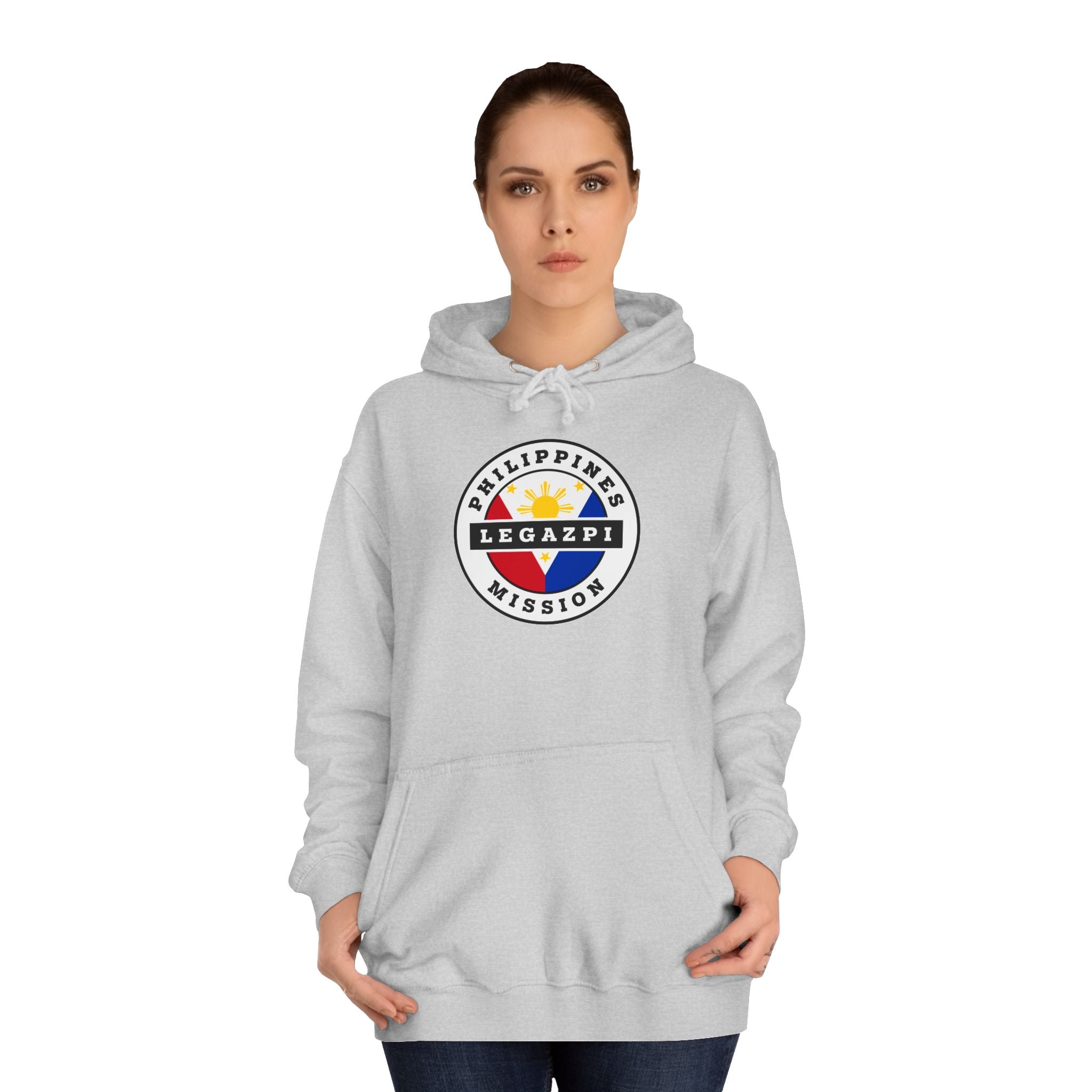 Philippines Legazpi Mission Flag Logo (White Border) College Hoodie - Latter-Day Saint LDS Missionary Gift - Book of Mormon