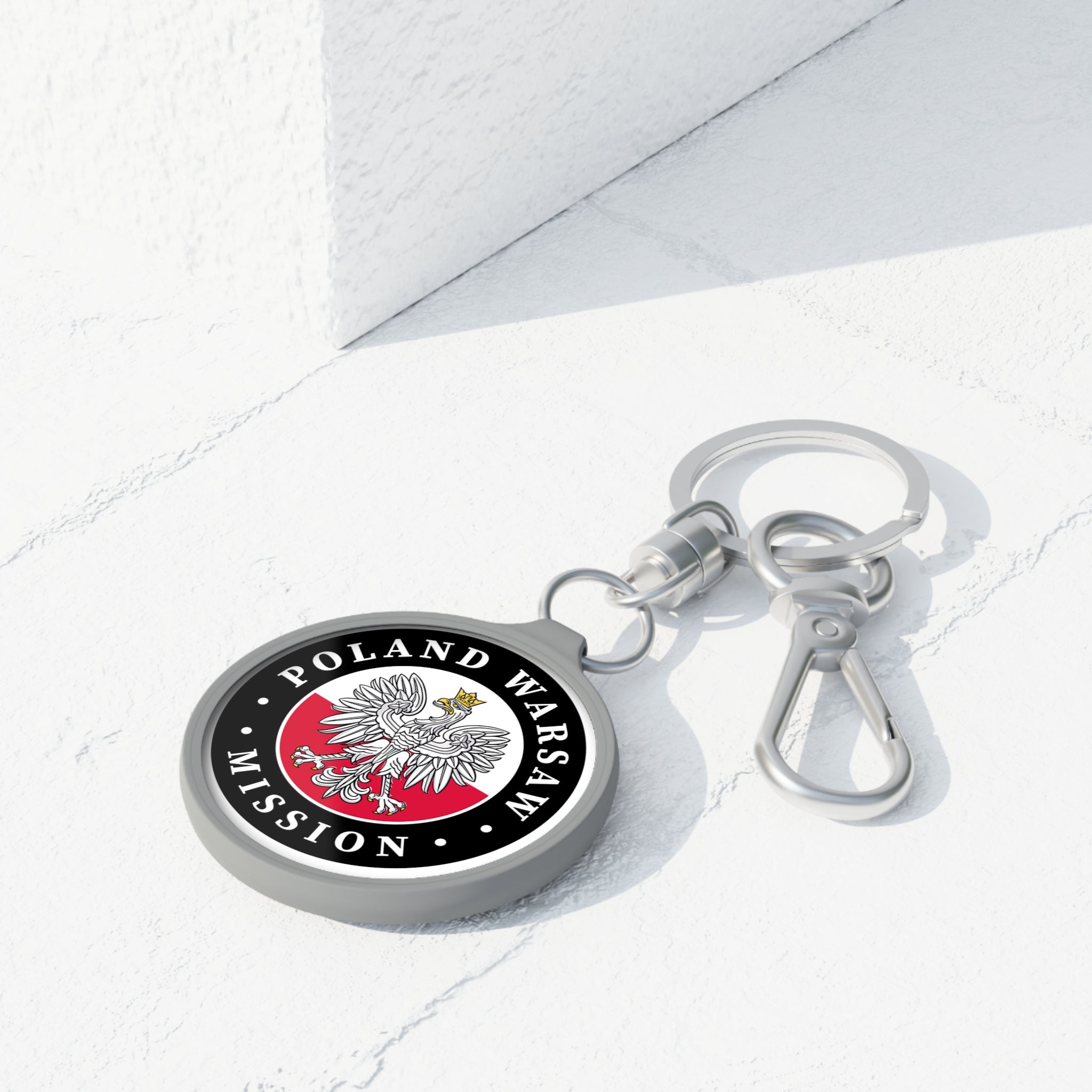 Poland Warsaw Mission Circle Flag Key Tag - Latter-Day Saint LDS Missionary Gift - Book of Mormon