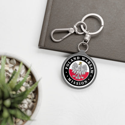 Poland Warsaw Mission Circle Flag Key Tag - Latter-Day Saint LDS Missionary Gift - Book of Mormon