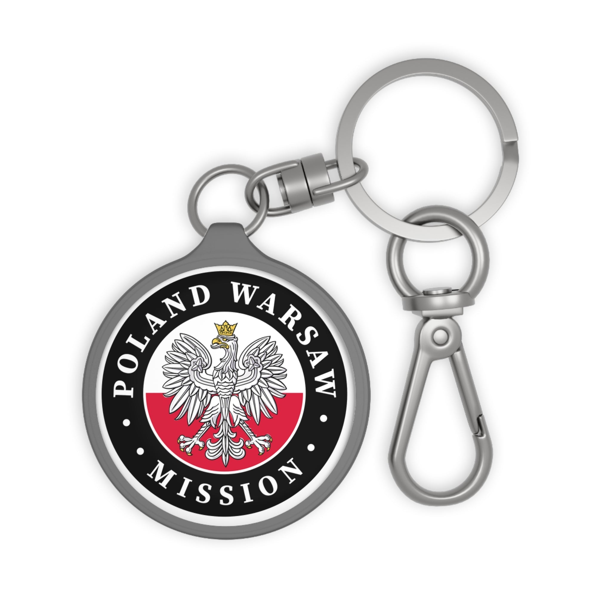 Poland Warsaw Mission Circle Flag Key Tag - Latter-Day Saint LDS Missionary Gift - Book of Mormon