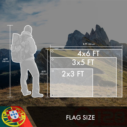 G128 Portugal (Portuguese) Flag | 3x5 feet | Double Sided Embroidered 210D Indoor/Outdoor, Brass Grommets, Heavy Duty Polyester