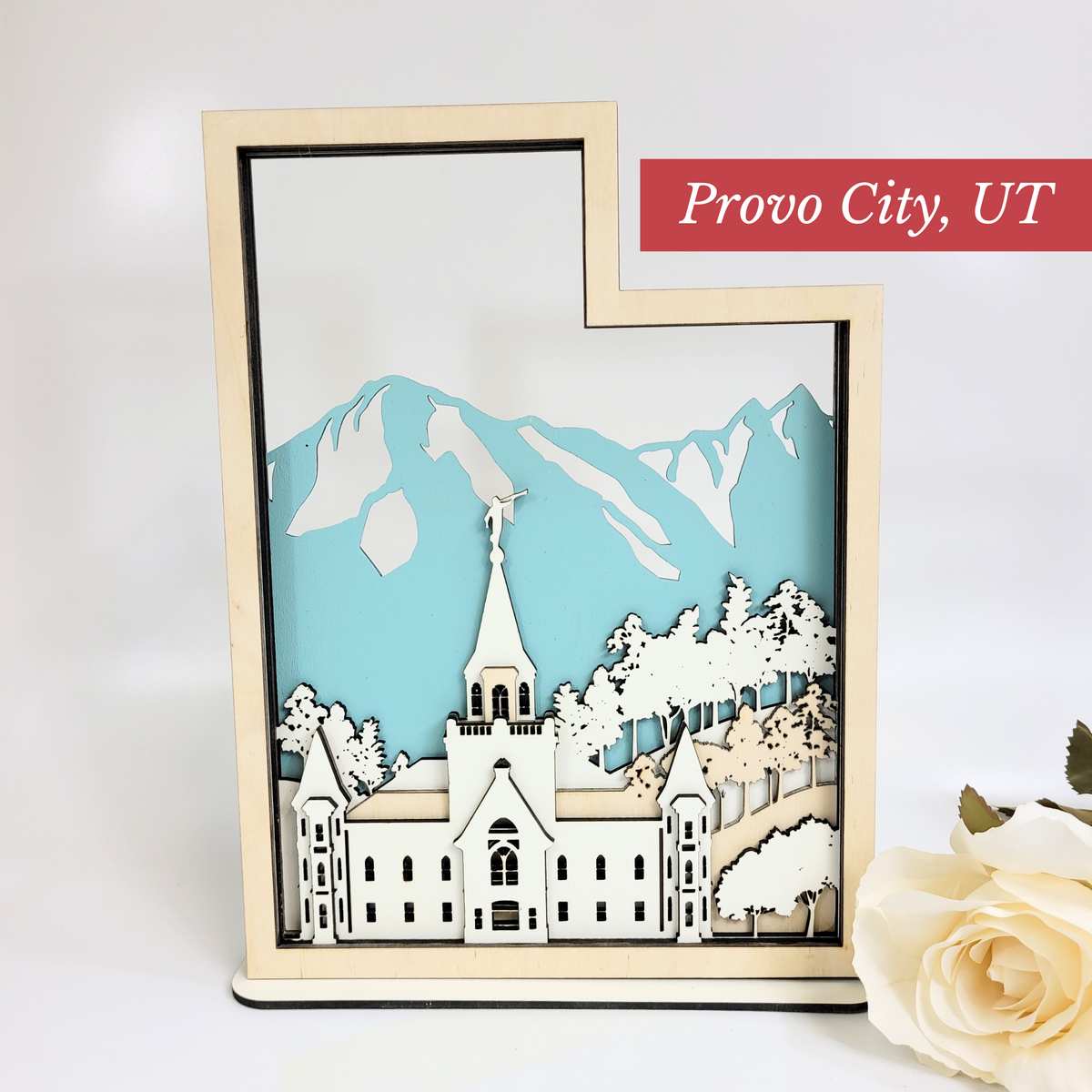 Provo City Center Temple LDS Customized Temple State Sign, Laser cut and fully assembled