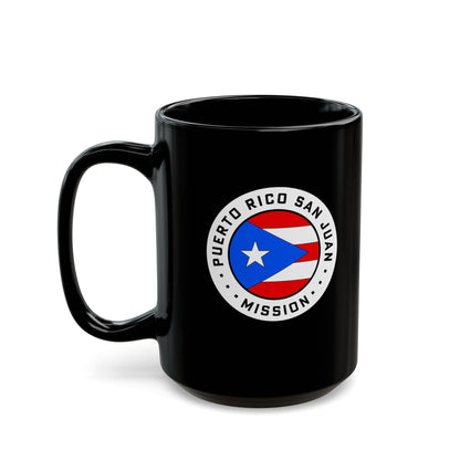 Puerto Rico San Juan Mission Circular Flag Black Ceramic Mug - Latter-Day Saint LDS Missionary Gift - Book of Mormon