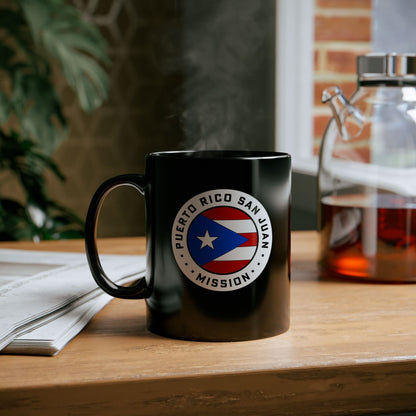 Puerto Rico San Juan Mission Circular Flag Black Ceramic Mug - Latter-Day Saint LDS Missionary Gift - Book of Mormon