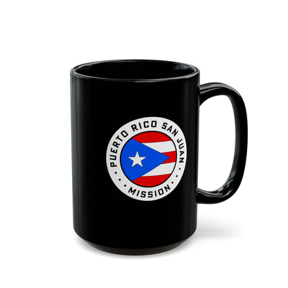 Puerto Rico San Juan Mission Circular Flag Black Ceramic Mug - Latter-Day Saint LDS Missionary Gift - Book of Mormon