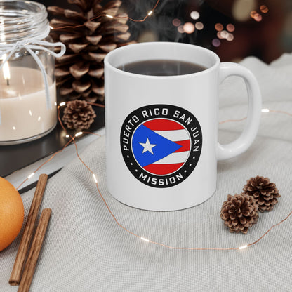 Puerto Rico San Juan Mission Circular Flag White Ceramic Mug - Latter-Day Saint LDS Missionary Gift - Book of Mormon