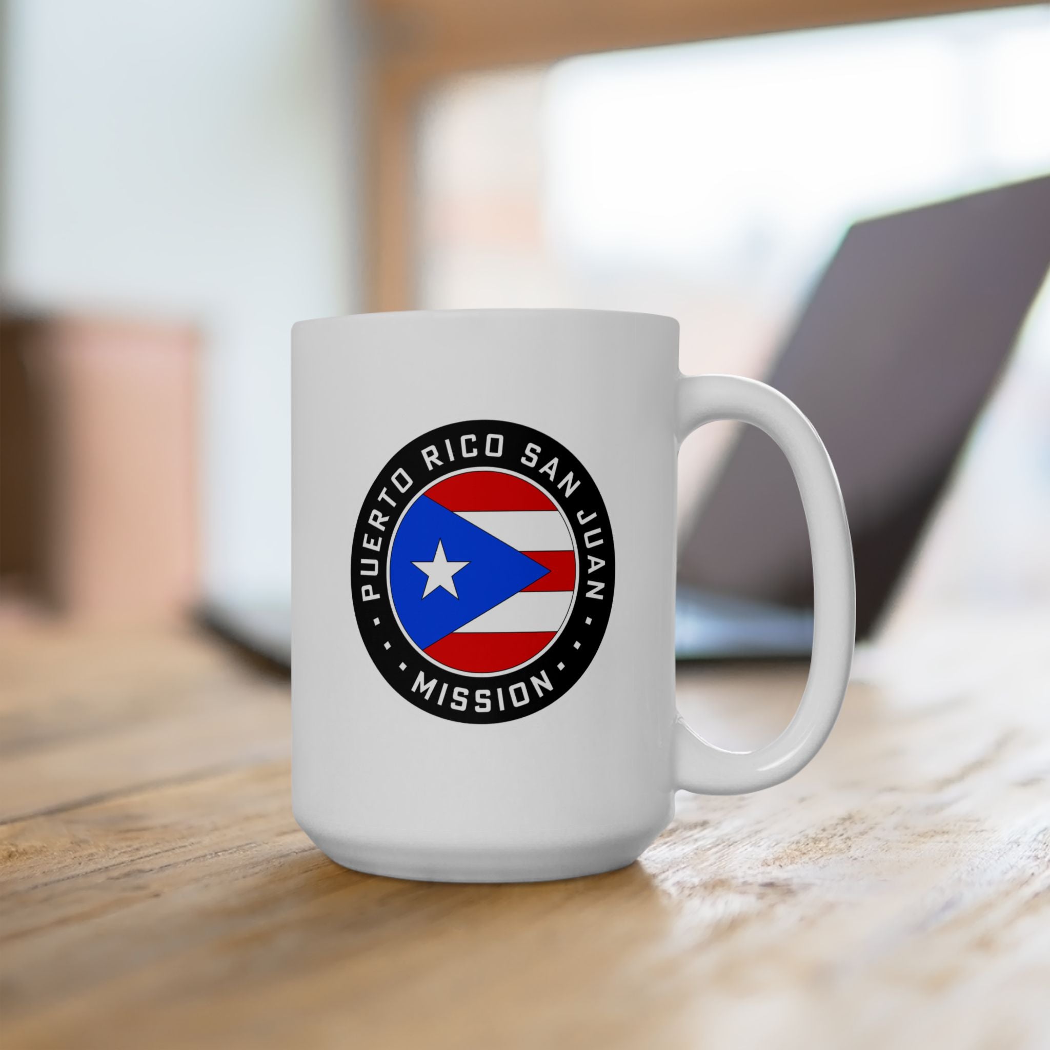 Puerto Rico San Juan Mission Circular Flag White Ceramic Mug - Latter-Day Saint LDS Missionary Gift - Book of Mormon