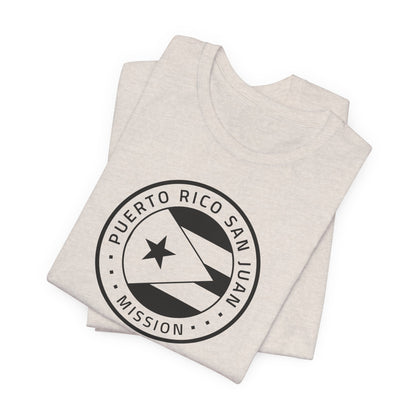 Puerto Rico San Juan Mission Circular Monochrome Logo T-Shirt - Latter-Day Saint LDS Missionary Gift - Book of Mormon