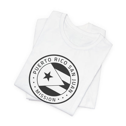 Puerto Rico San Juan Mission Circular Monochrome Logo T-Shirt - Latter-Day Saint LDS Missionary Gift - Book of Mormon