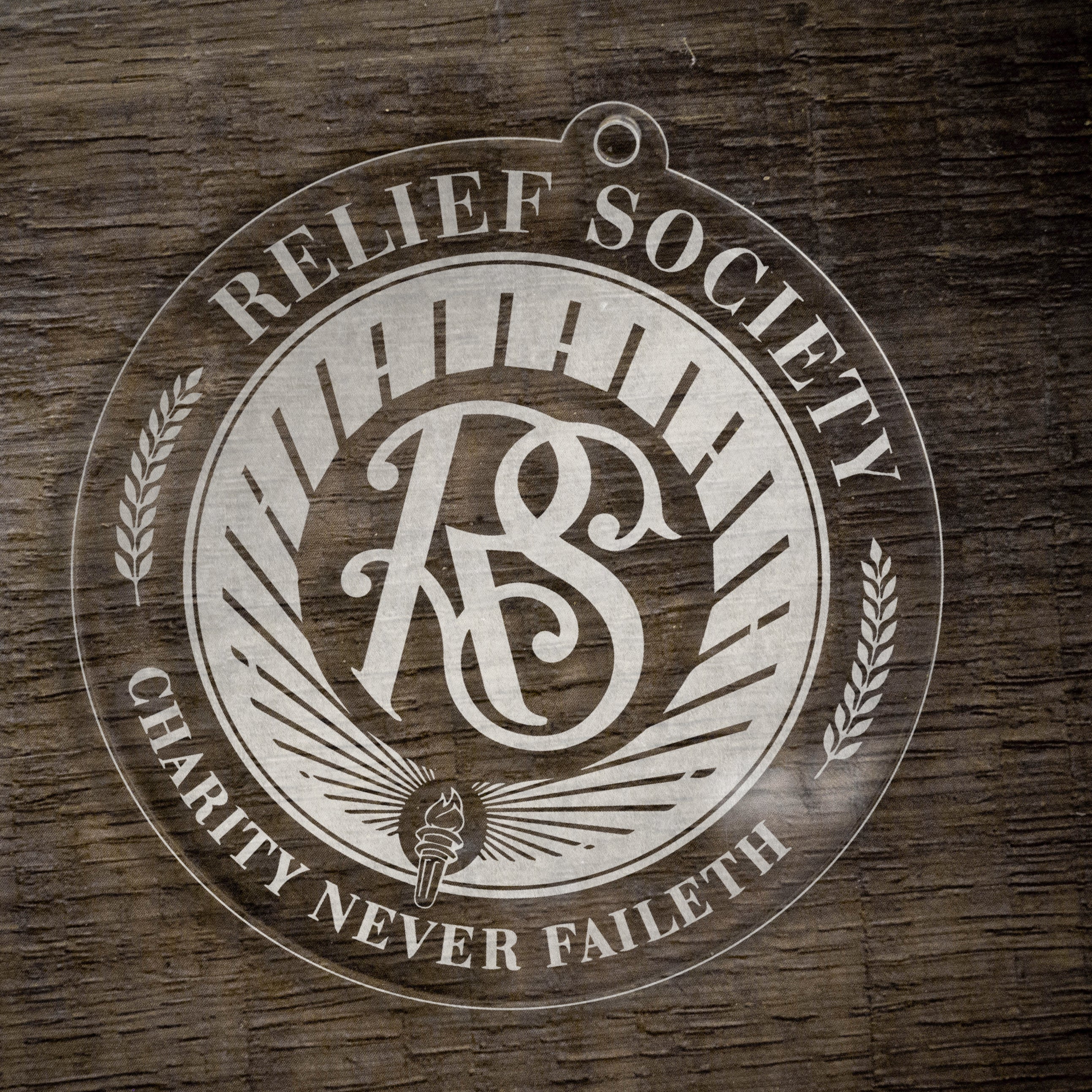 Set of Relief Society Badge Charity Never Faileth Ornaments