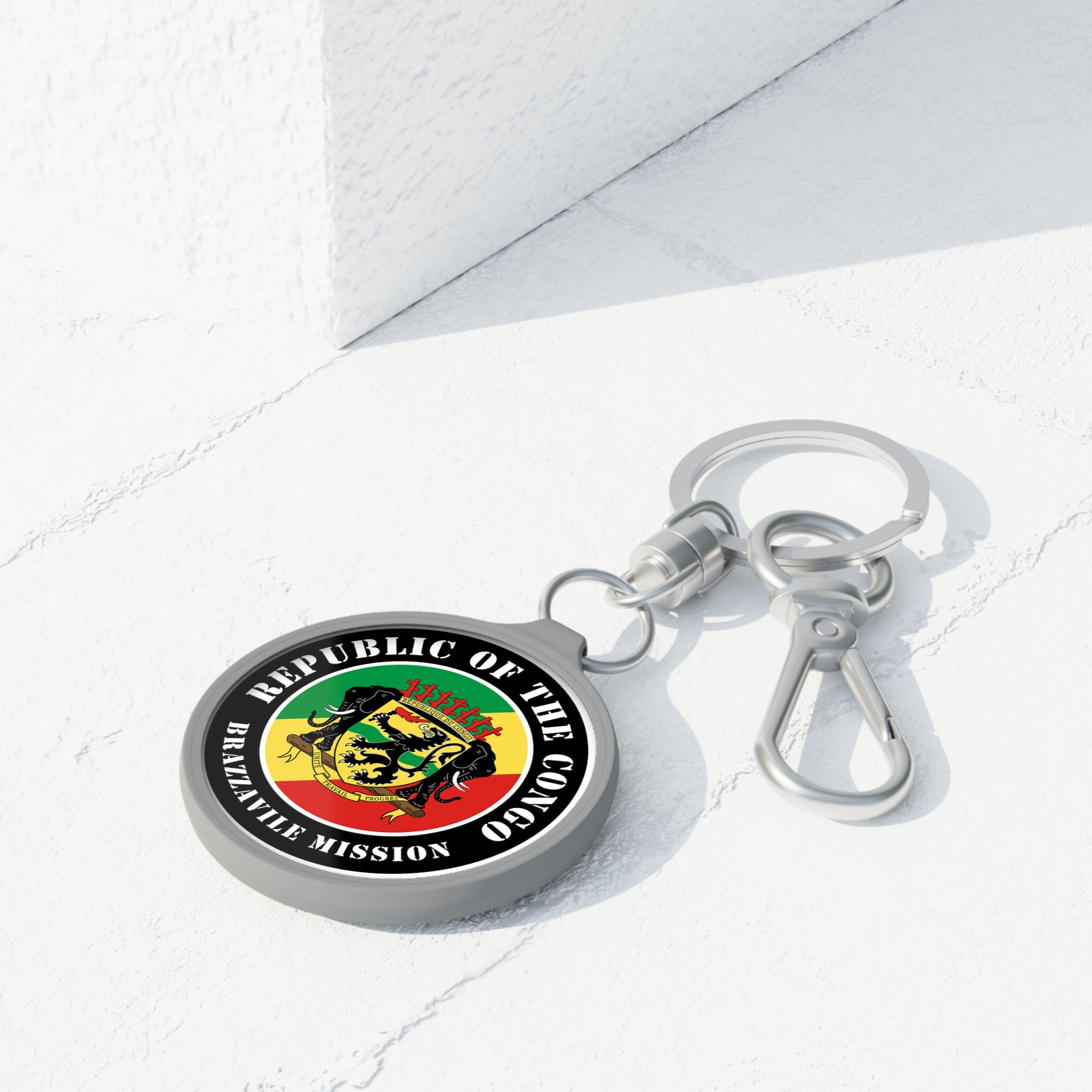 Republic of the Congo Brazzaville Mission Circle Flag Key Tag - Latter-Day Saint LDS Missionary Gift - Book of Mormon