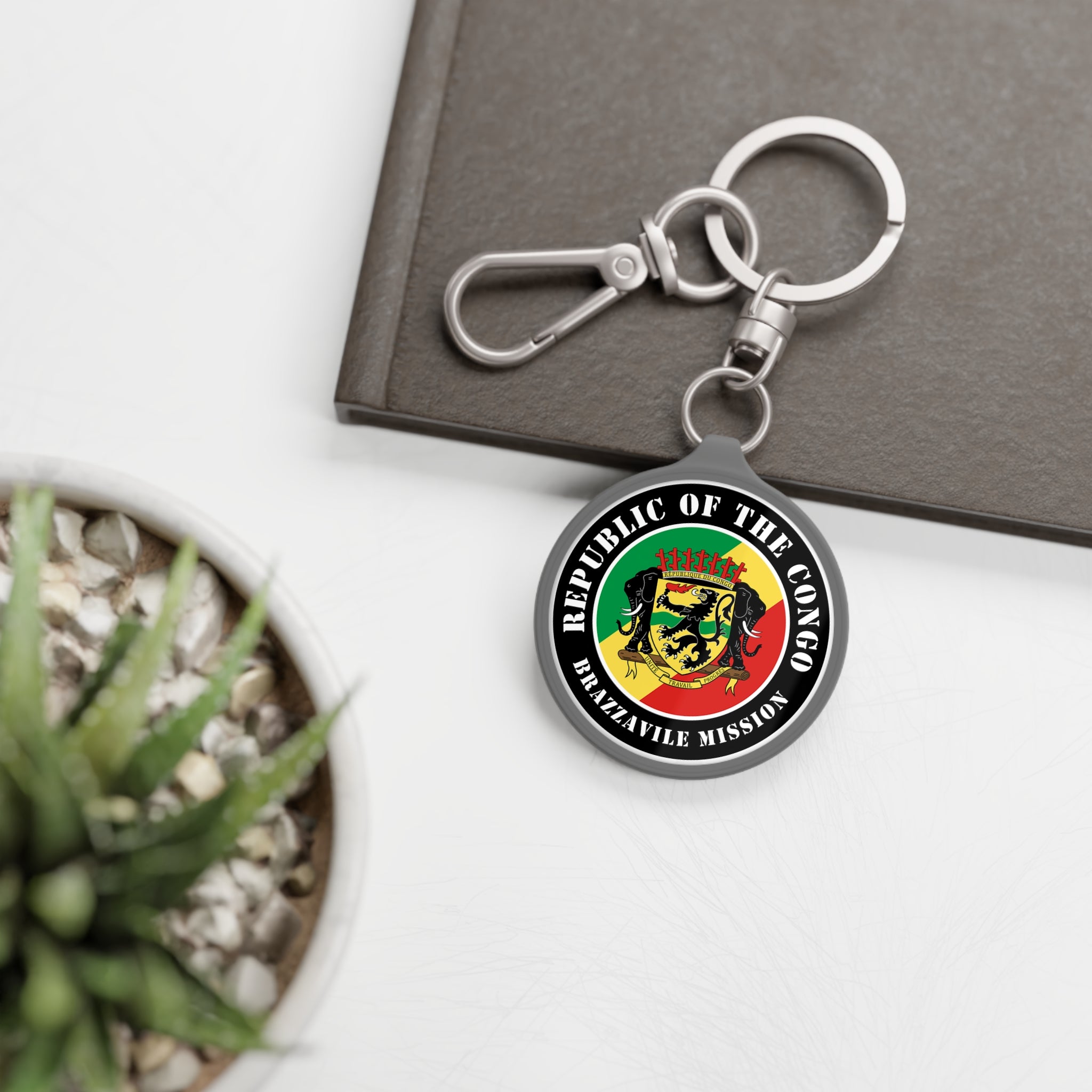 Republic of the Congo Brazzaville Mission Circle Flag Key Tag - Latter-Day Saint LDS Missionary Gift - Book of Mormon