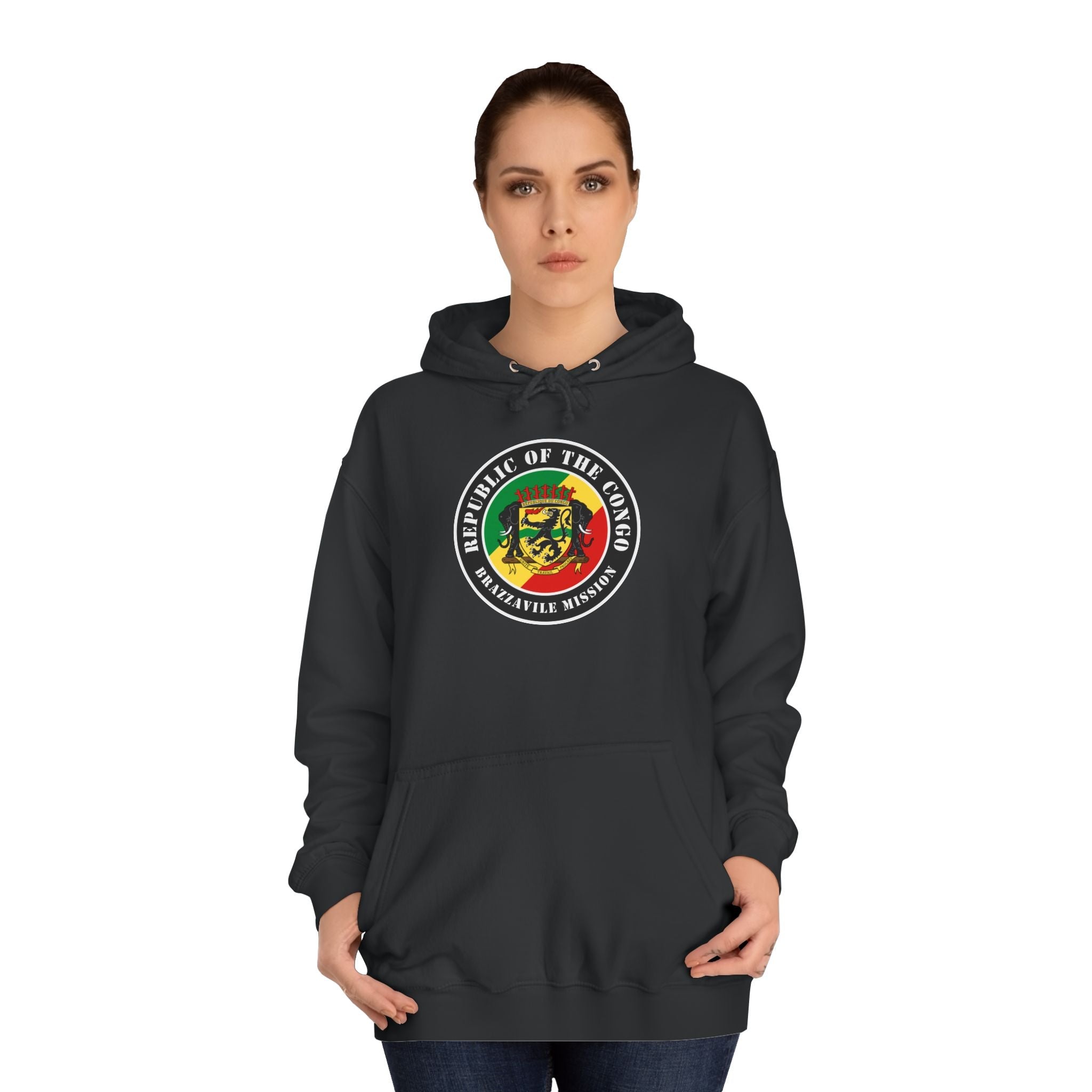 Republic of the Congo Brazzaville Mission Flag Logo (Black Border) College Hoodie