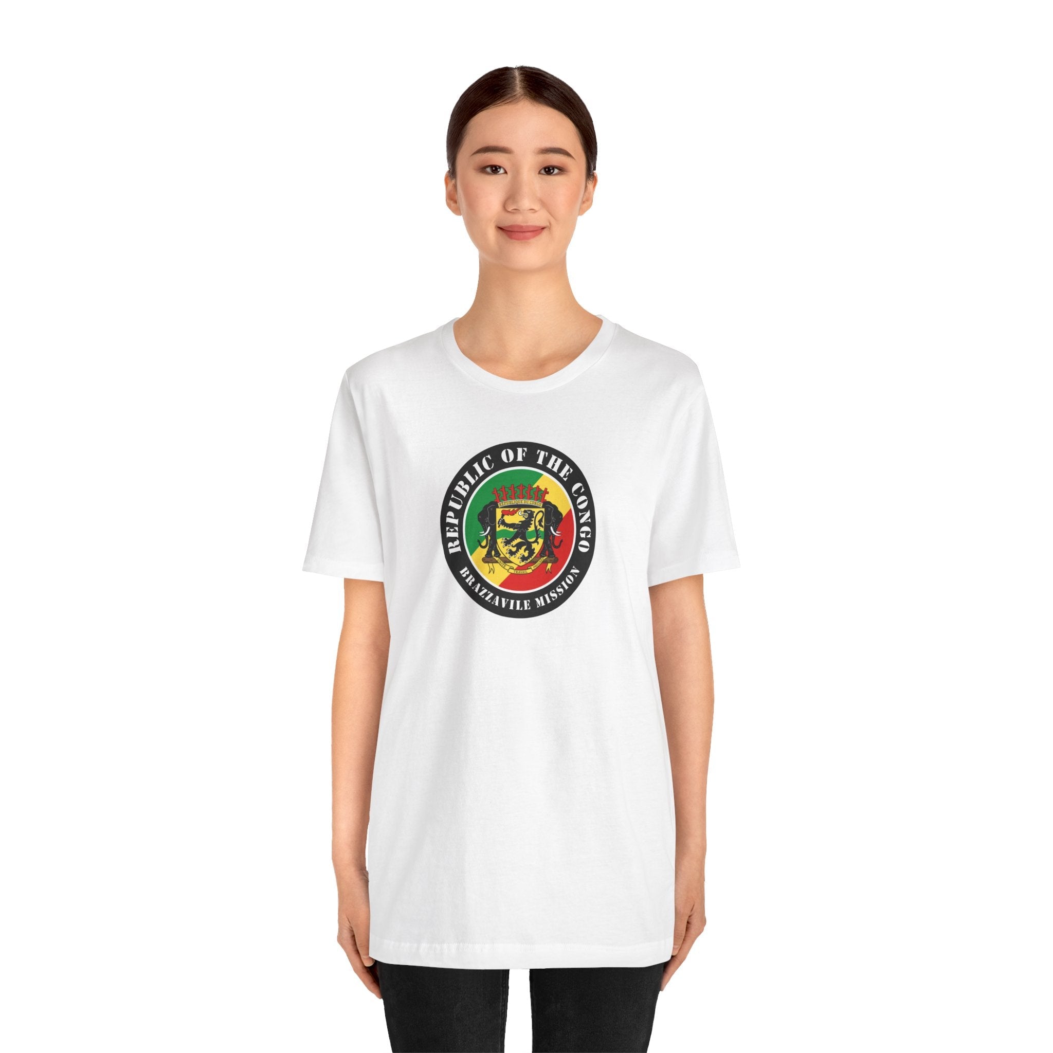 Republic of the Congo Brazzaville Mission Flag Logo (Black Border) T-shirt - Latter-Day Saint LDS Missionary Gift - Book of Mormon