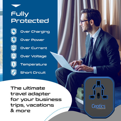 All-In-One International Travel Plug Adapter - 2 USB Ports (UP-8KU)