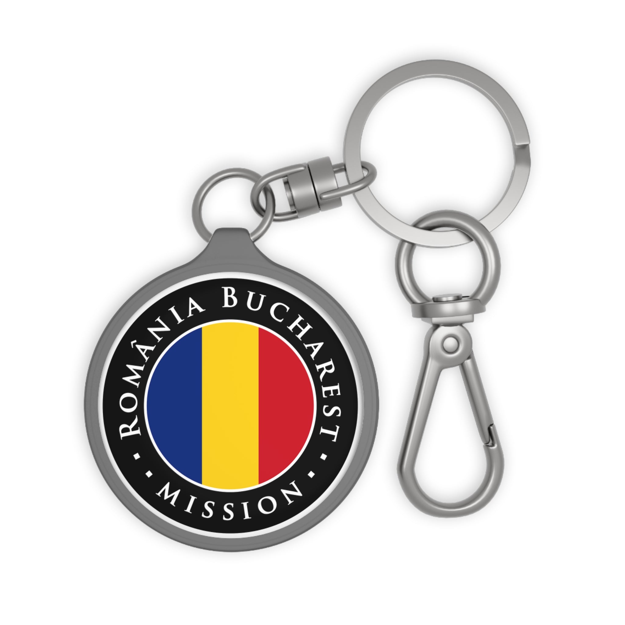 Romania Bucharest Mission Circle Flag Key Tag - Latter-Day Saint LDS Missionary Gift - Book of Mormon