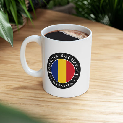 Romania Bucharest Mission Circular Flag White Ceramic Mug - Latter-Day Saint LDS Missionary Gift - Book of Mormon