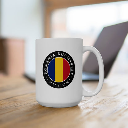 Romania Bucharest Mission Circular Flag White Ceramic Mug - Latter-Day Saint LDS Missionary Gift - Book of Mormon