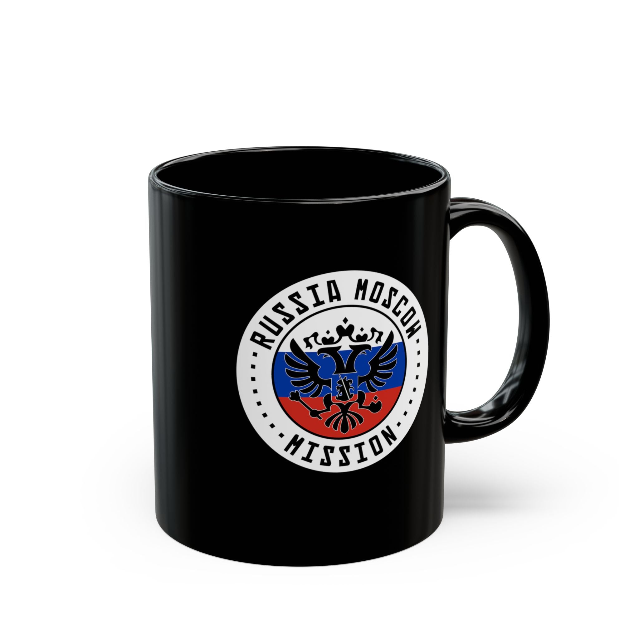 Russia Moscow Mission Circular Flag Black Ceramic Mug - Latter-Day Saint LDS Missionary Gift - Book of Mormon