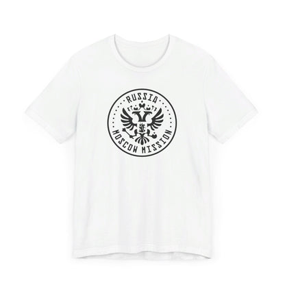 Russia Moscow Mission Circular Monochrome Logo T-Shirt - Latter-Day Saint LDS Missionary Gift - Book of Mormon