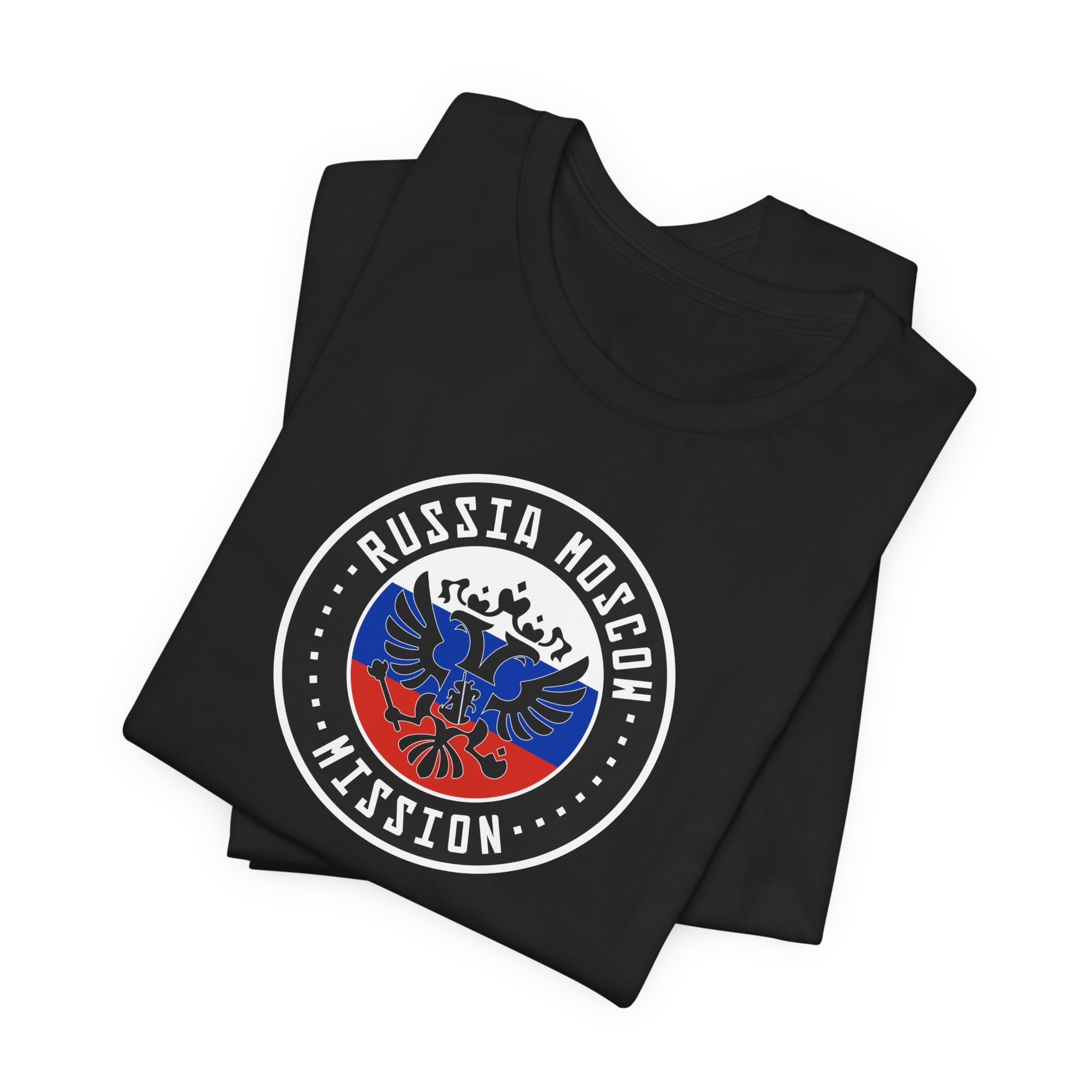 Russia Moscow Mission Flag Logo (Black Border) T-shirt - Latter-Day Saint LDS Missionary Gift - Book of Mormon