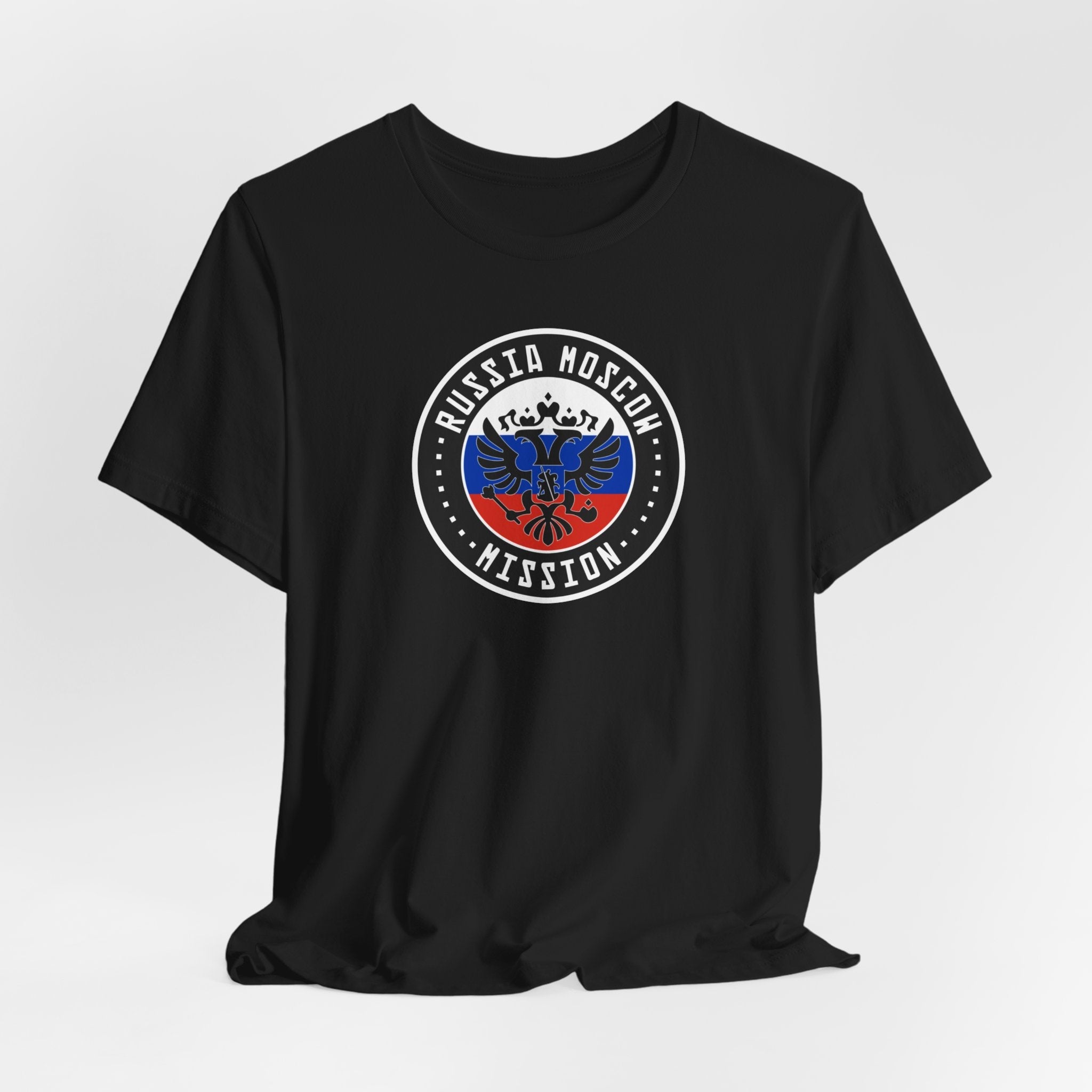 Russia Moscow Mission Flag Logo (Black Border) T-shirt - Latter-Day Saint LDS Missionary Gift - Book of Mormon