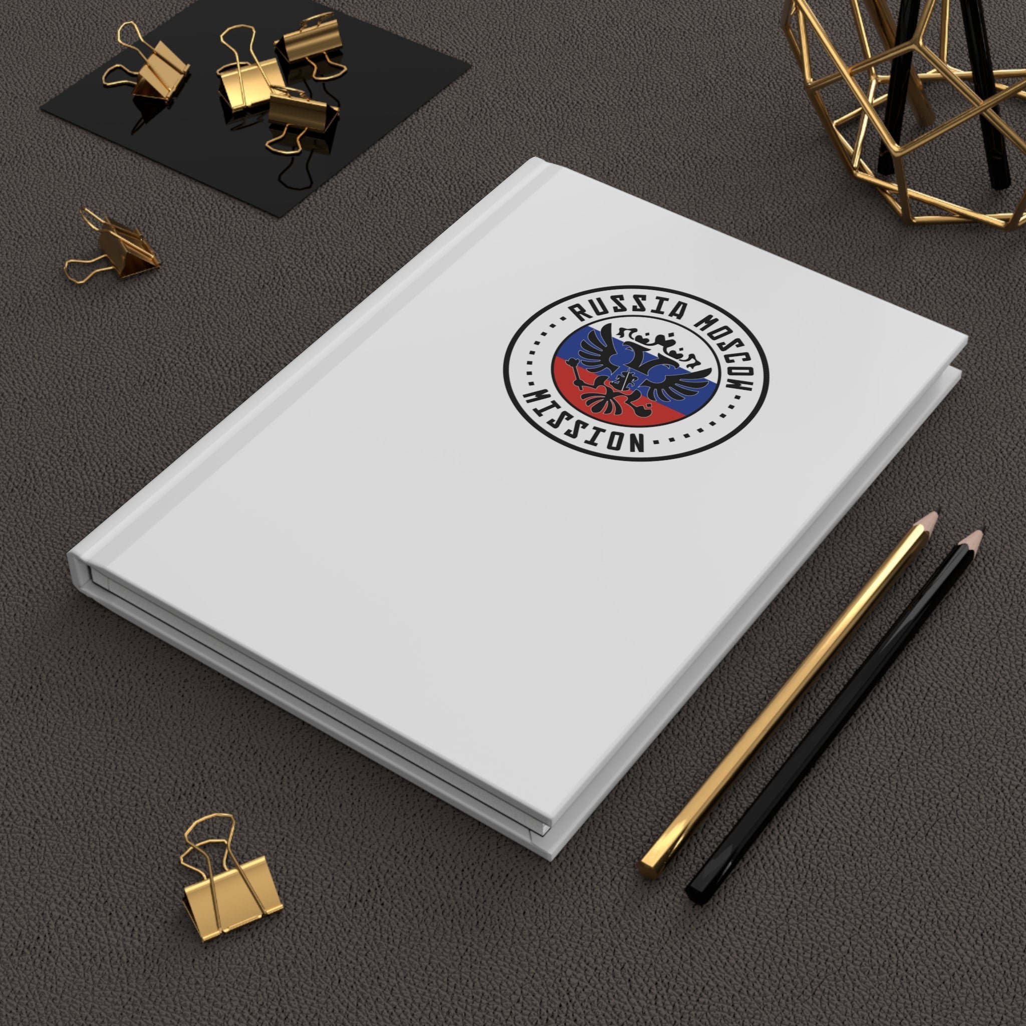 Russia Moscow Mission Logo Design White Hardcover Journal Matte - Latter-Day Saint LDS Missionary Gift - Book of Mormon