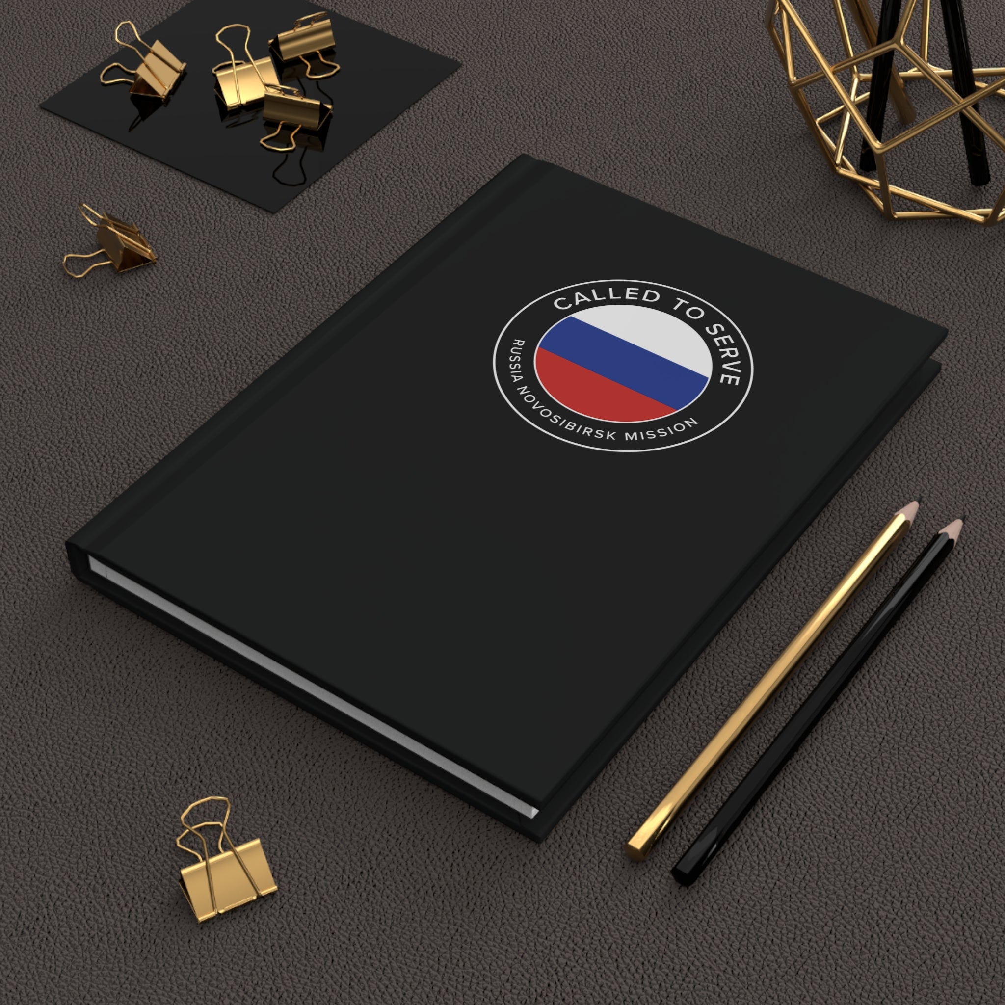 Russia Novosibirsk Mission Circle Flag Called to Serve Black Hardcover Journal Matte - Latter-Day Saint LDS Missionary Gift - Book of Mormon