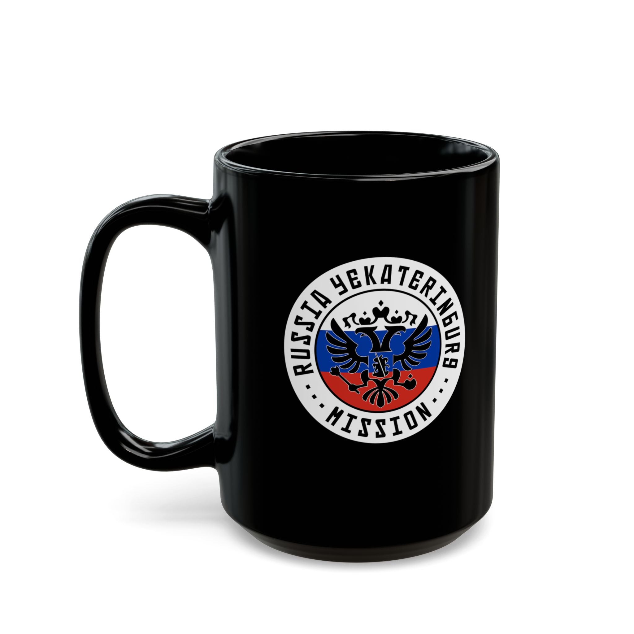 Russia Yekaterinburg Mission Circular Flag Black Ceramic Mug - Latter-Day Saint LDS Missionary Gift - Book of Mormon