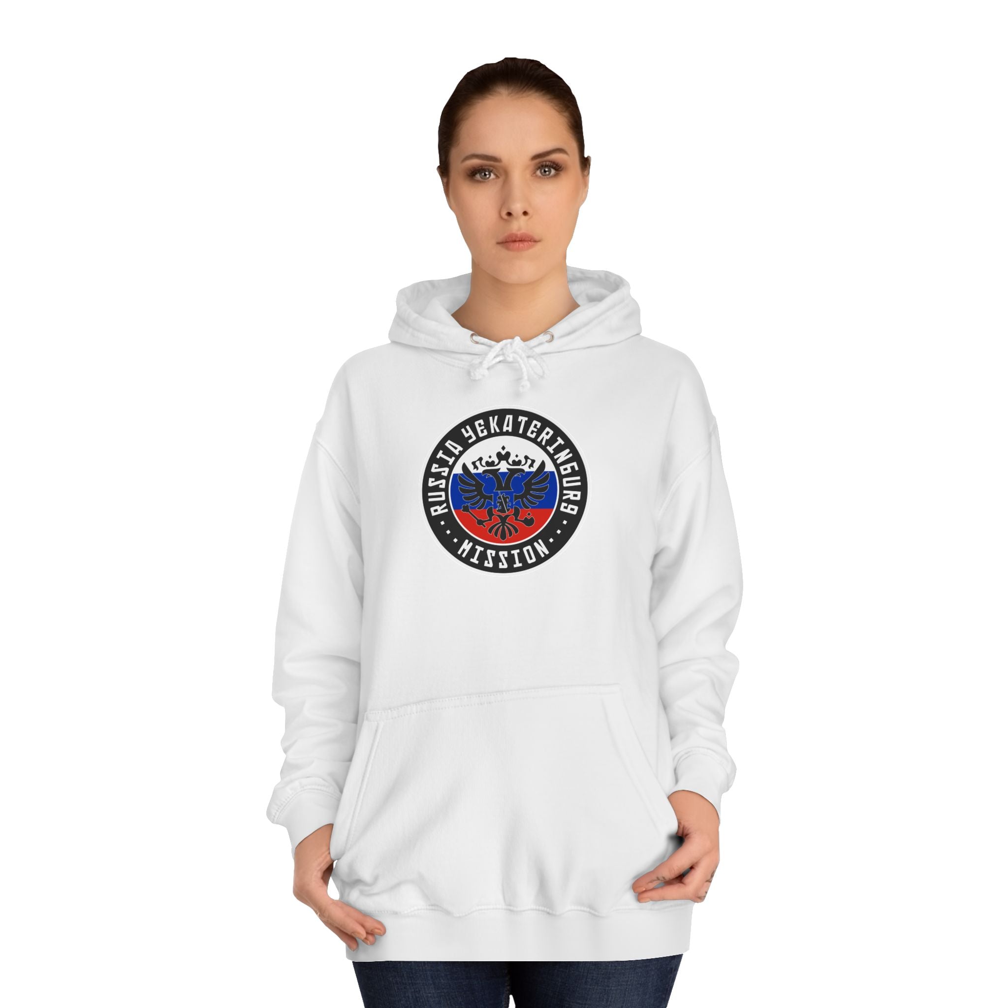 Russia Yekaterinburg Mission Flag Logo (Black Border) College Hoodie - Latter-Day Saint LDS Missionary Gift - Book of Mormon