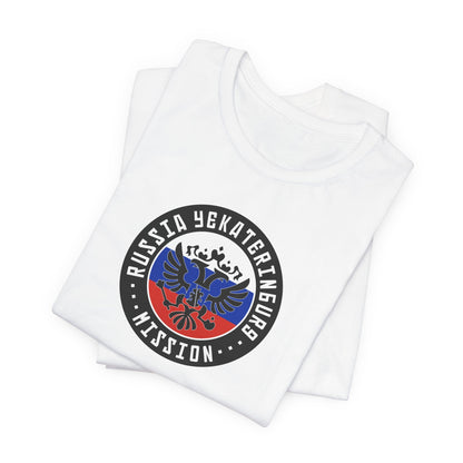 Russia Yekaterinburg Mission Flag Logo (Black Border) T-shirt - Latter-Day Saint LDS Missionary Gift - Book of Mormon