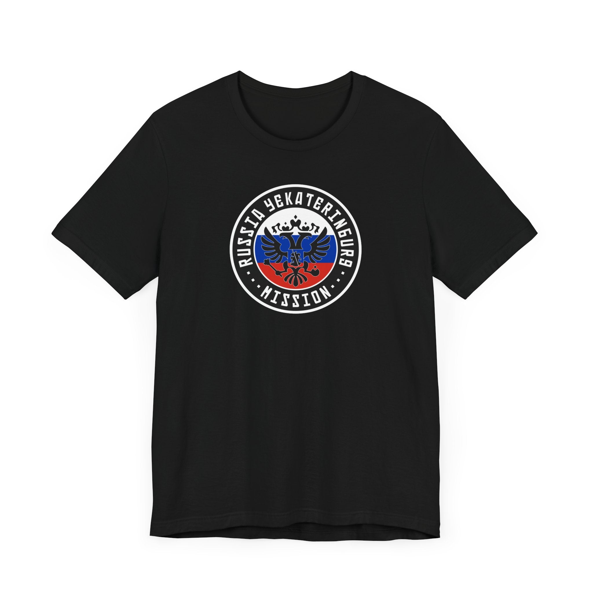 Russia Yekaterinburg Mission Flag Logo (Black Border) T-shirt - Latter-Day Saint LDS Missionary Gift - Book of Mormon