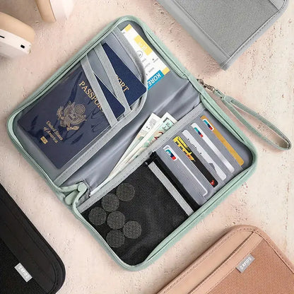 Boarding Passport Ticket Organizer - Secure passport wallet with multiple card slots and quick scan ID, RFID blocking-tan