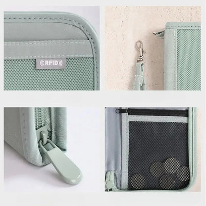 Boarding Passport Ticket Organizer - Secure passport wallet with multiple card slots and quick scan ID, RFID blocking-tan