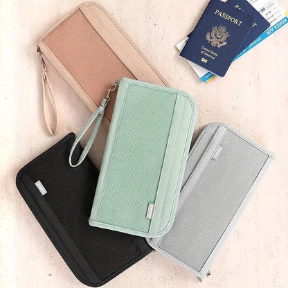 Boarding Passport Ticket Organizer - Secure passport wallet with multiple card slots and quick scan ID, RFID blocking-tan