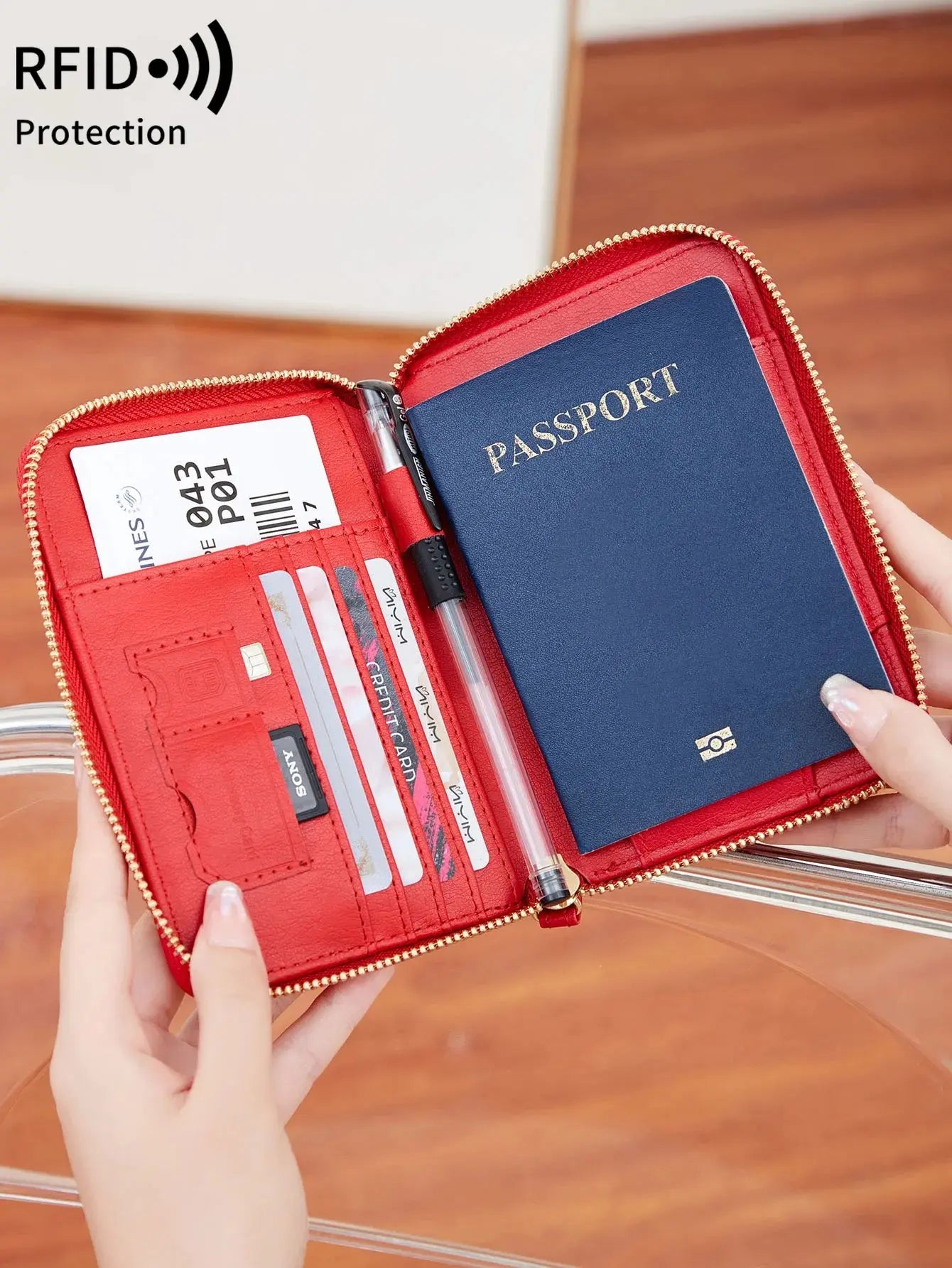 New retro passport bag for men and women RFID fashionablepassport cover multifunctionalPUleather passport clip travelaccessories