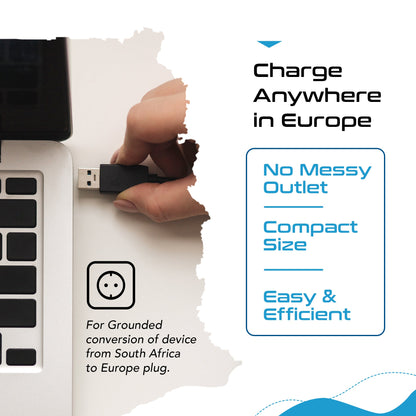 South Africa to Europe Schuko - Type E/F - Travel Plug Adapter - Grounded (SA-EU)