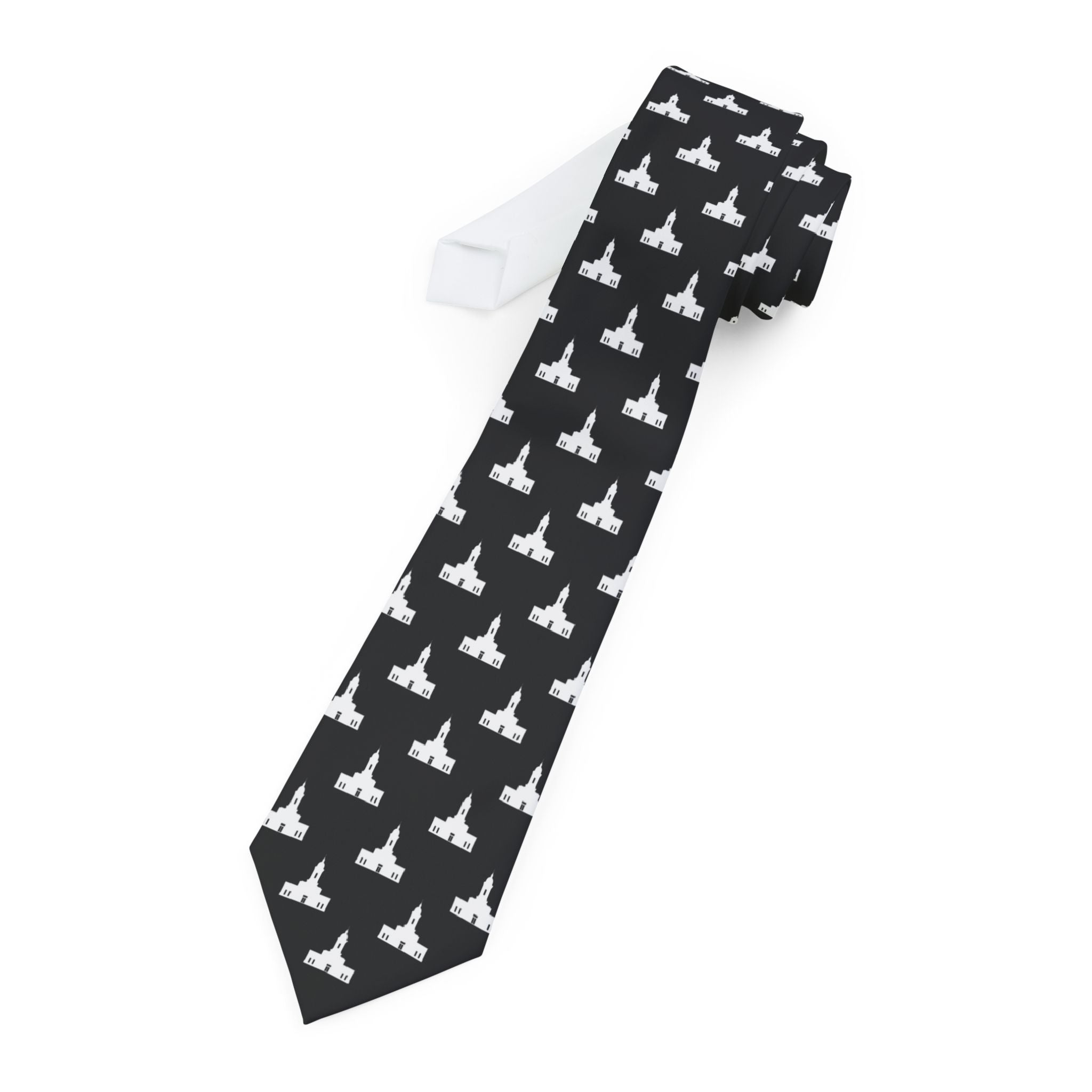 San Juan Puerto Rico Temple Patterned Neck Tie for Elders (Black) - Mission Wishlist - LDS Missionary Gift Store