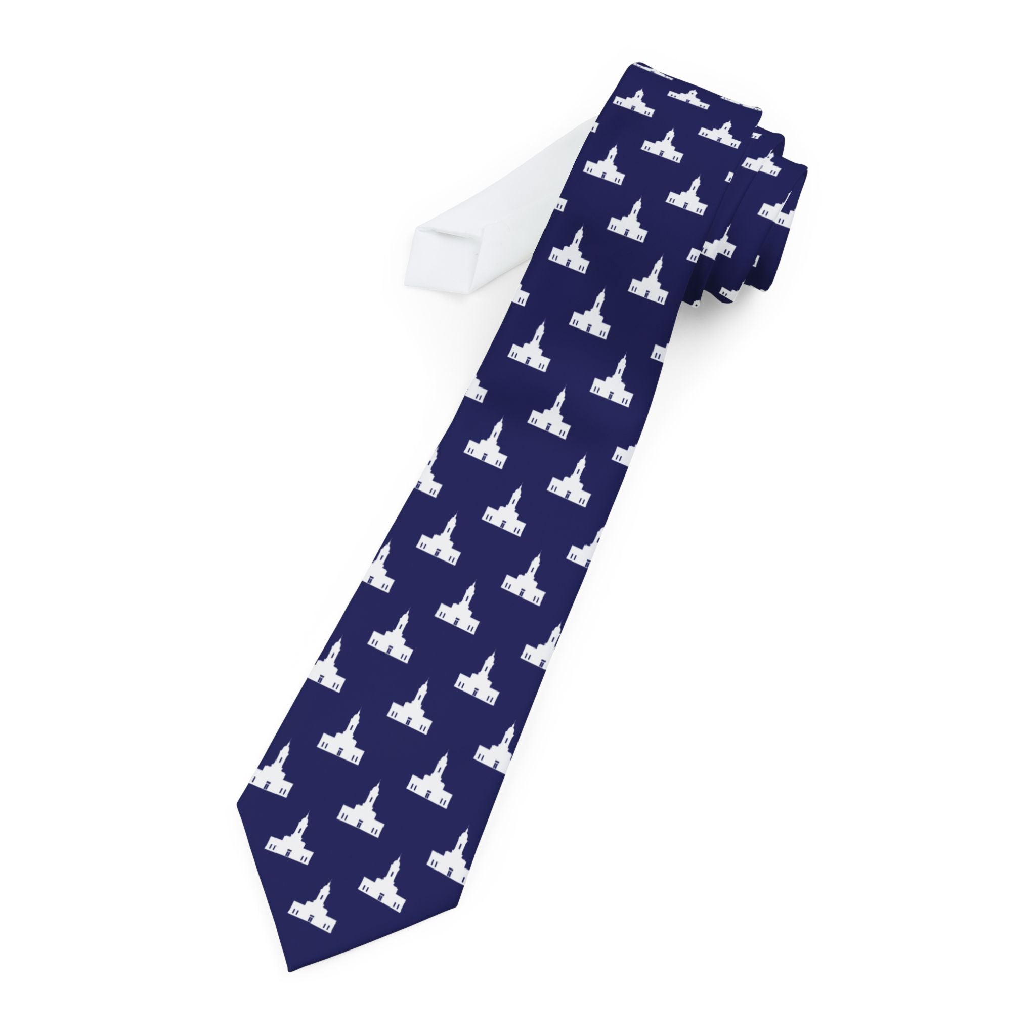 San Juan Puerto Rico Temple Patterned Neck Tie for Elders (Blue) - Mission Wishlist - LDS Missionary Gift Store