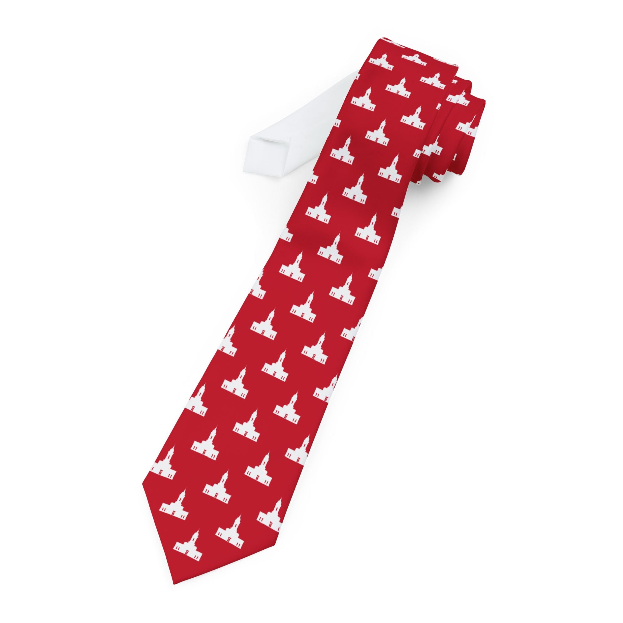 San Juan Puerto Rico Temple Patterned Neck Tie for Elders (Red) - Mission Wishlist - LDS Missionary Gift Store