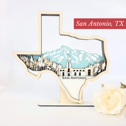 San Antonio Texas Temple LDS Customized Temple State Sign, Laser cut and fully assembled