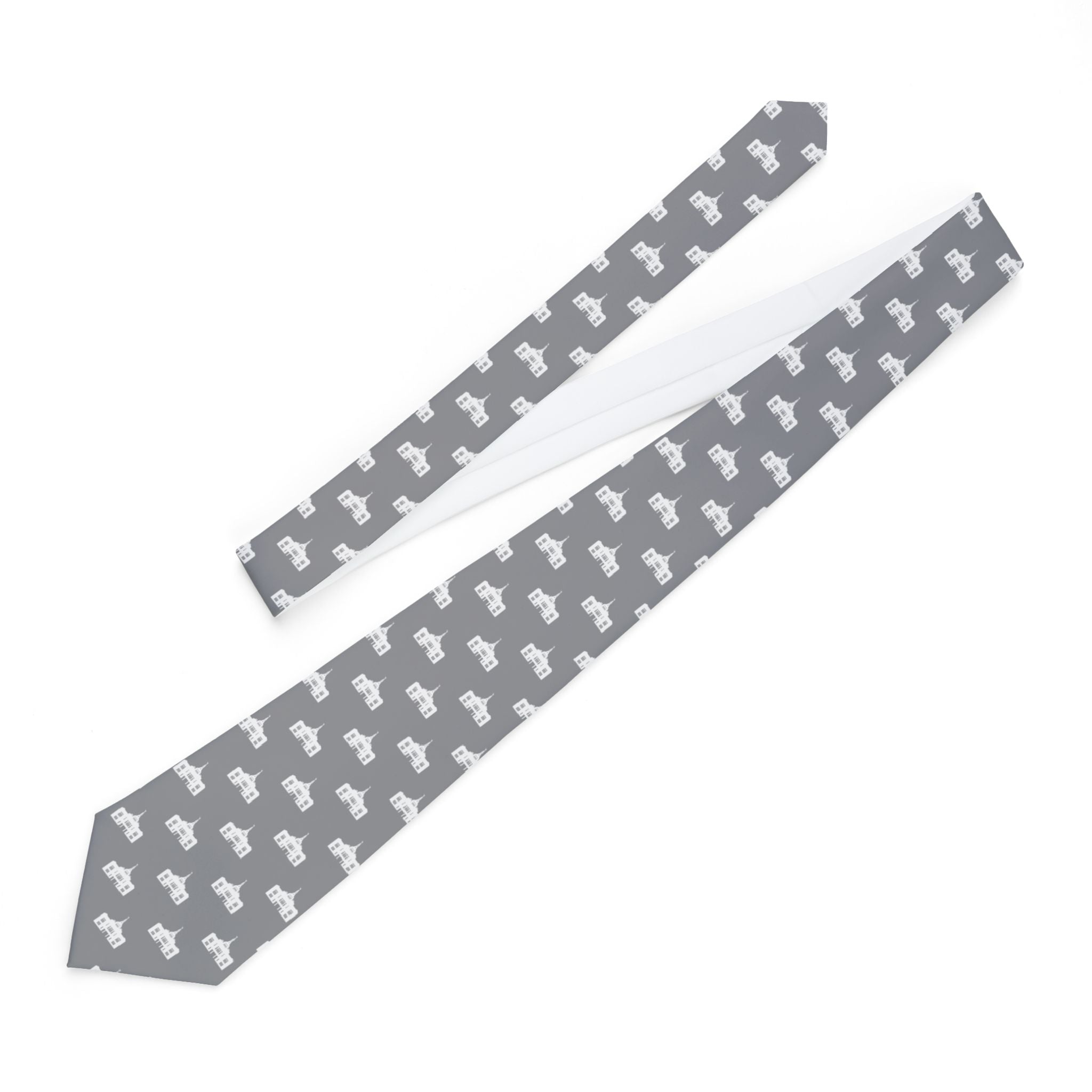 Sapporo Japan Temple Patterned Neck Tie for Elders (Grey) - Mission Wishlist - LDS Missionary Gift Store