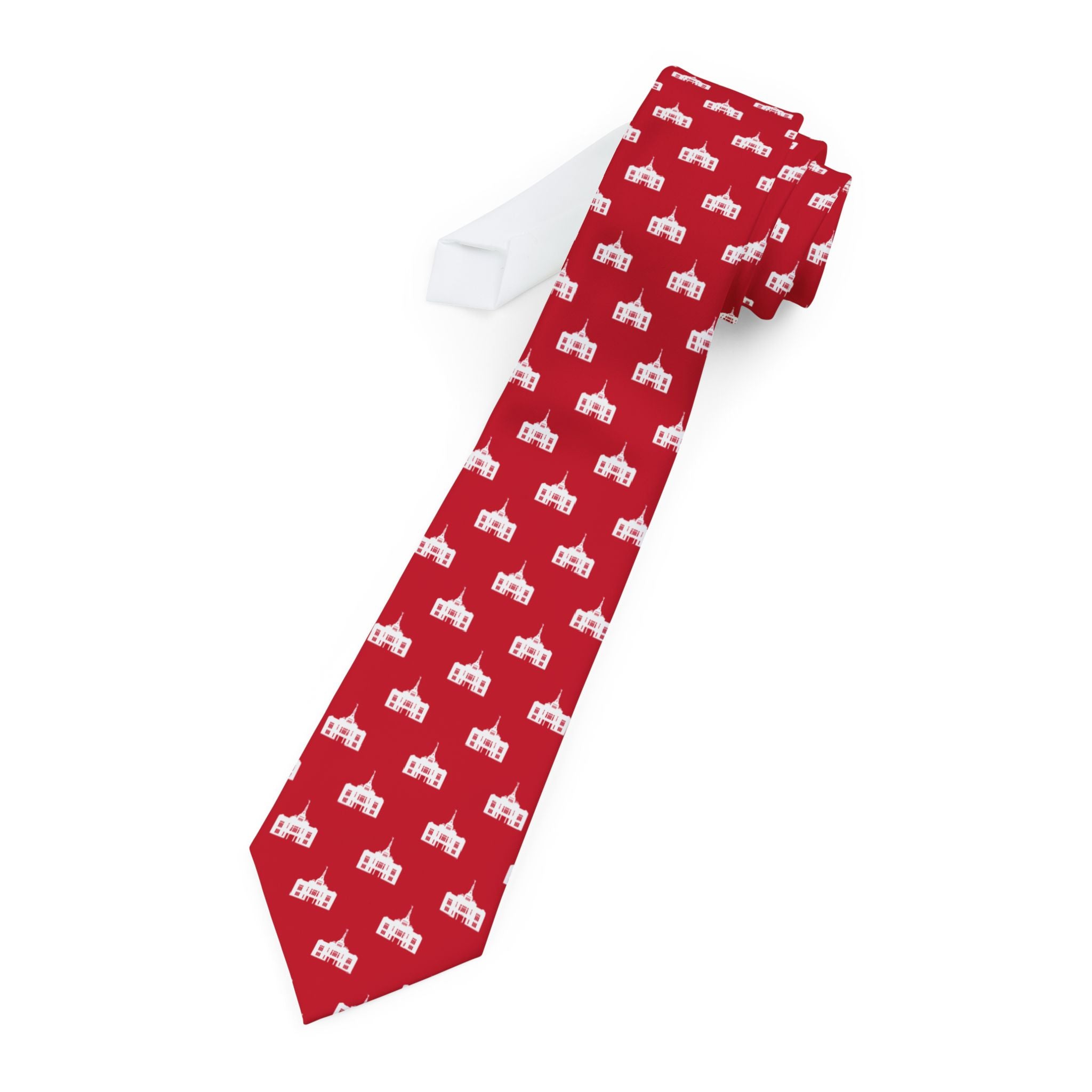 Sapporo Japan Temple Patterned Neck Tie for Elders (Red) - Mission Wishlist - LDS Missionary Gift Store