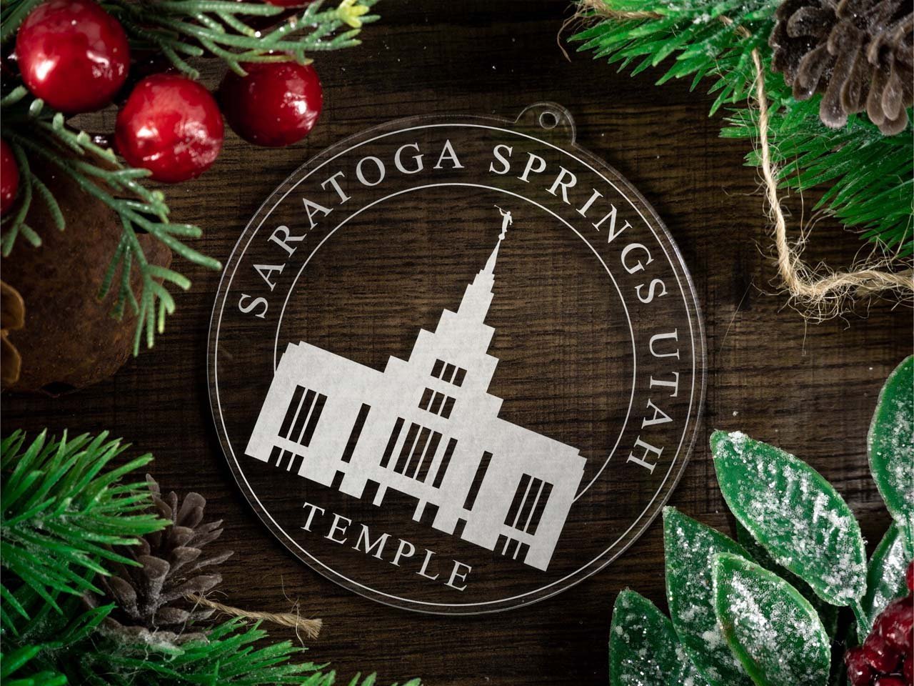 Saratoga Springs Utah Temple Christmas Ornament - Latter-Day Saint LDS Missionary Gift - Book of Mormon