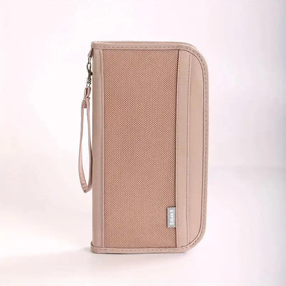Boarding Passport Ticket Organizer - Secure passport wallet with multiple card slots and quick scan ID, RFID blocking-tan