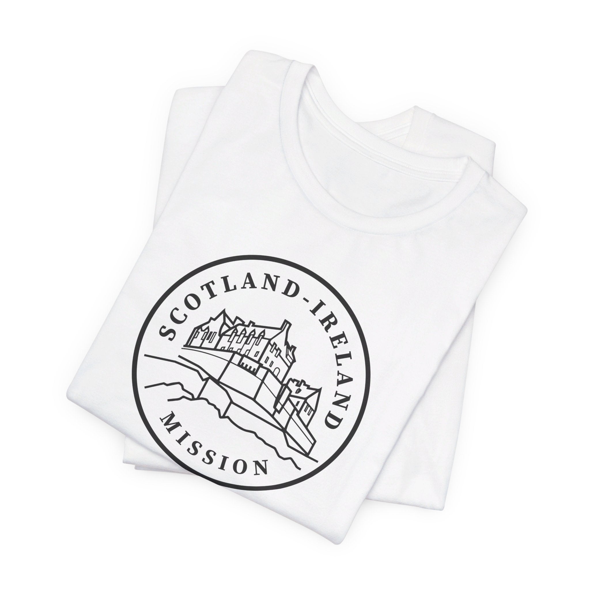 Scotland Ireland Mission Circular Monochrome Logo T-Shirt - Latter-Day Saint LDS Missionary Gift - Book of Mormon