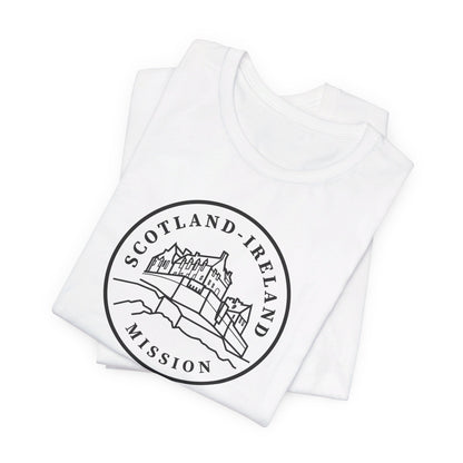 Scotland Ireland Mission Circular Monochrome Logo T-Shirt - Latter-Day Saint LDS Missionary Gift - Book of Mormon