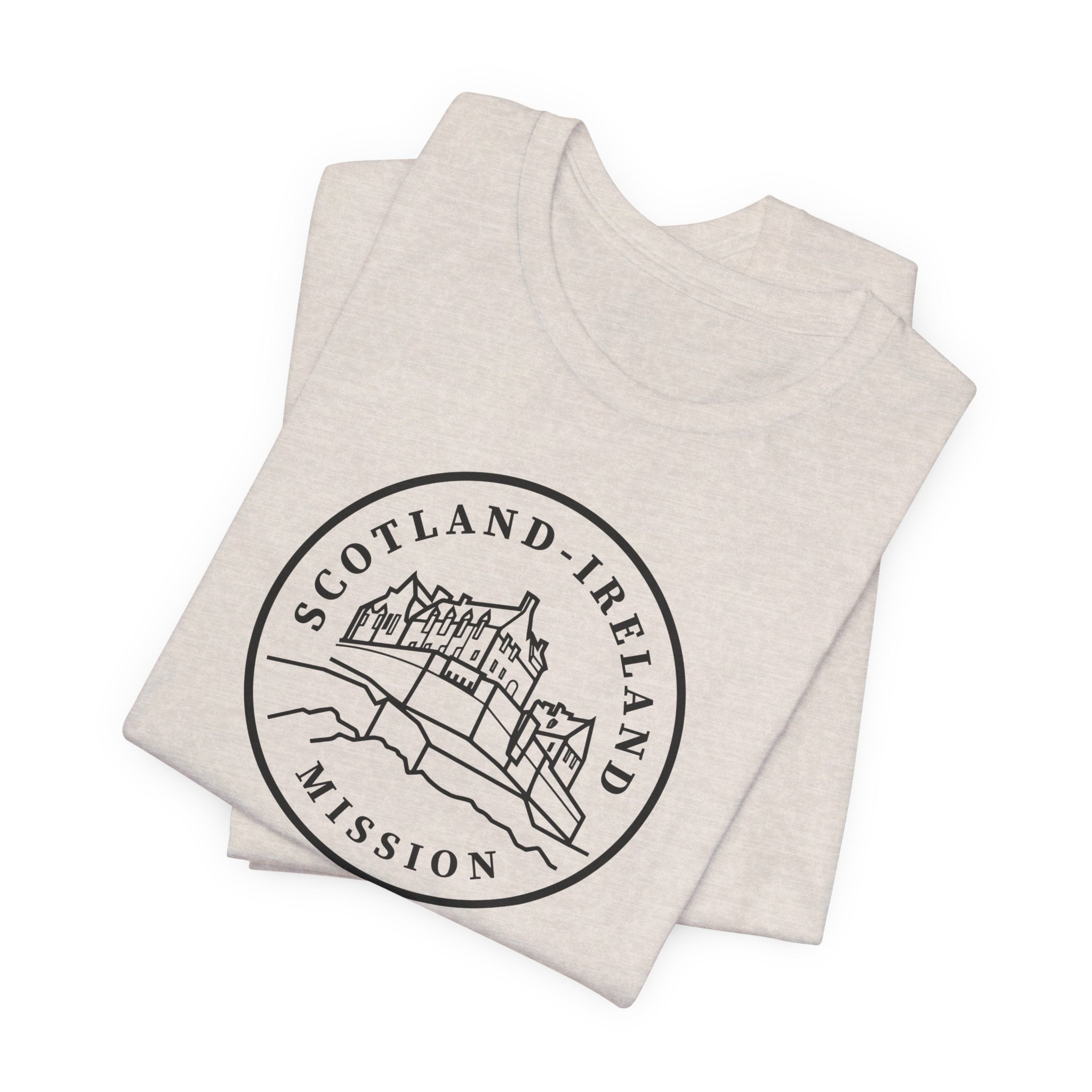 Scotland Ireland Mission Circular Monochrome Logo T-Shirt - Latter-Day Saint LDS Missionary Gift - Book of Mormon