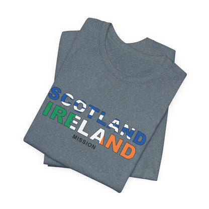 Scotland Ireland Mission Flag Title T-shirt - Latter-Day Saint LDS Missionary Gift - Book of Mormon