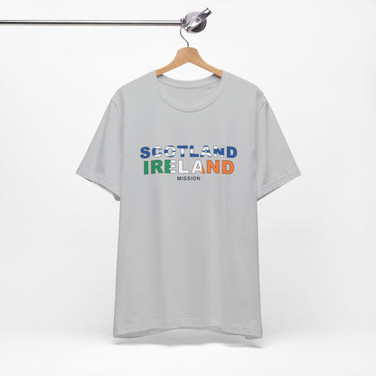 Scotland Ireland Mission Flag Title T-shirt - Latter-Day Saint LDS Missionary Gift - Book of Mormon